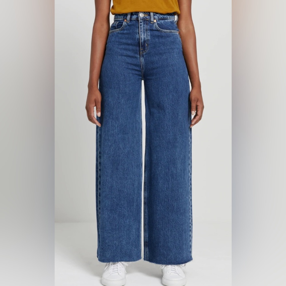 NWT Frank & Oak Nina wide leg raw hem jeans size 29